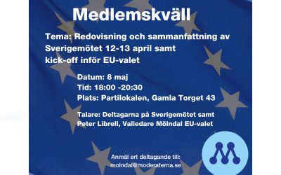 Medlemsmöte & EU-valet Kick-Off: Onsdag 8 maj 18.00-20.30 i partilokalen